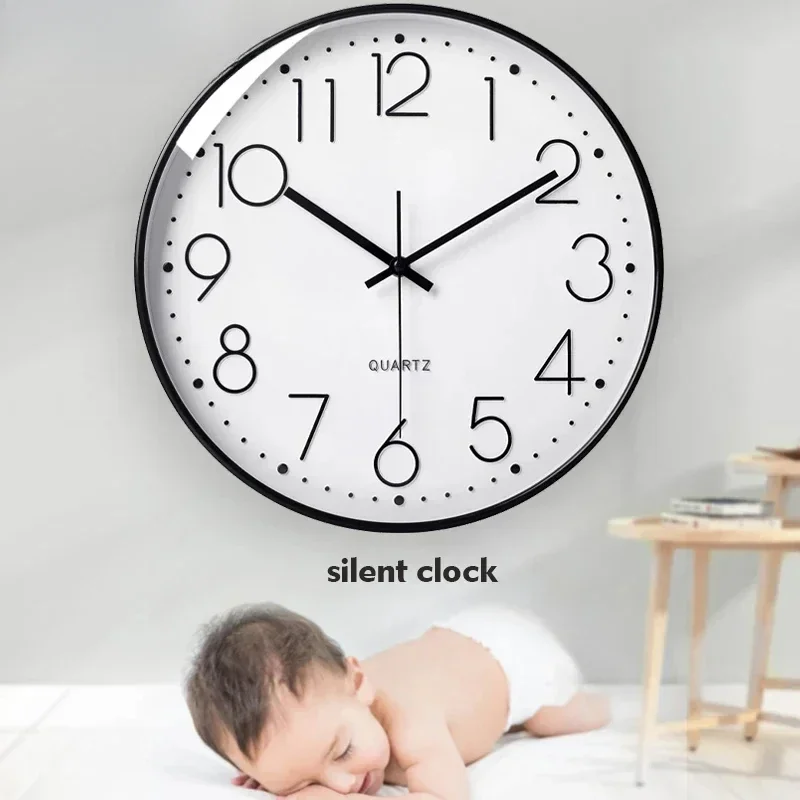 Silent Wall Clock Three-dimensional Digital Scale 12 Inches 30 Cm Fashionable Decoration Living Room Study Home Decoration