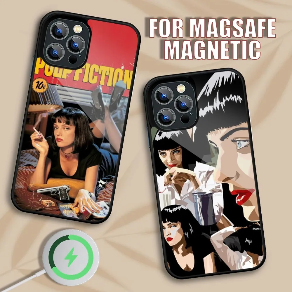 Pulp Fiction Movie Poster Phone Case For iPhone 15 14 13 12 11 Pro Max Plus Magsafe Magnetic Wireless Charging Cover