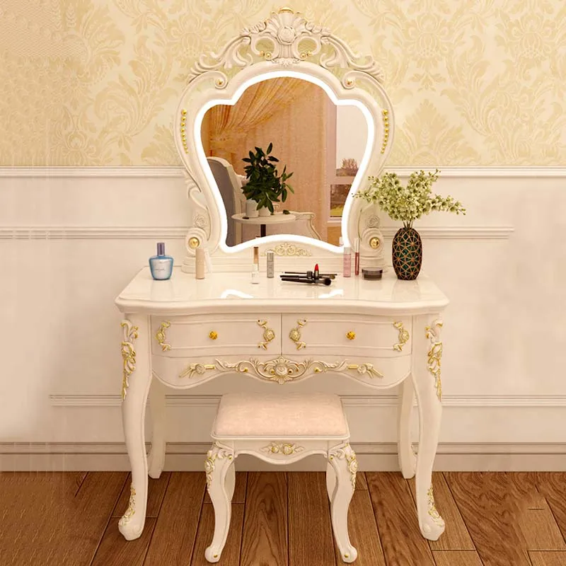 

Nordic Storage Dressing Table Mirror Desings Wooden Makeup Dressers White Modern Penteadeiras De Maquiagem Bedroom Furniture