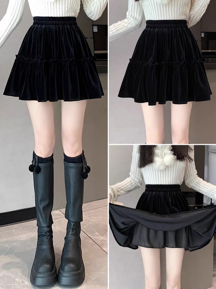 

Юбка-шорты женская вельветовая с завышенной талией, новая, осенне-зимняя, пышная, А-силуэт