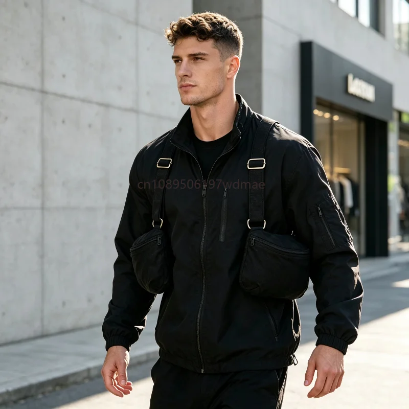 Unisex Double Pocket Chest Strap Bag Utility Cosplay Prop Casual Streetwear Anti-theft Shoulder Holster Bag Outdoor Daily Wear