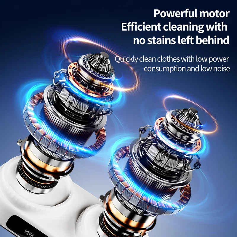 U10 Double Barrel Mini Washing Machine LED Digital Display Small Semi Automatic Wheel Home Dormitory Portable Washing Machine.