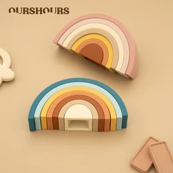 Silicone Baby Rainbow Stacking Toys Building Blocks Montessori Nesting Puzzle Toy for Kids and Babies Early Development Gifts