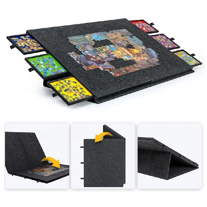 Support de planche de Puzzle en feutre Portable pliable, planches de tri de Puzzle de 2000 pièces, Table de tri de style tiroir