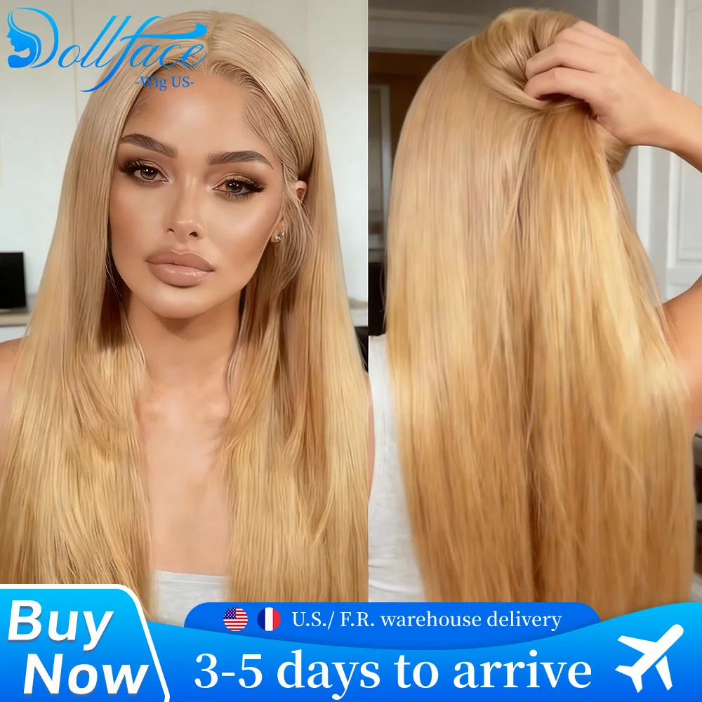 Perucas de Cabelo Humano Loiro Mel Liso Extremo 13x4 13x6 HD Transparente Lace Front # Peruca Colorida Loiro Mel 27