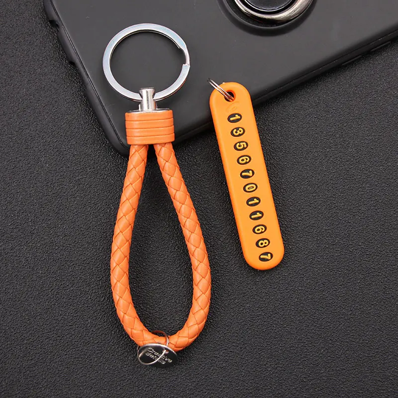 Anti-lost Car Keychain Phone Number Card Promoted Car Temporary Parking Card Rotatable Telephone Number Plate Car Styling Key