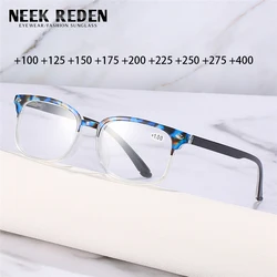 Leopard Square Reading Glasses Women Men Rivet Presbyopia Eyeglasses With Diopter +1.0 +1.25 +1.75 +2.25 +3.25 +3.75 +4.0