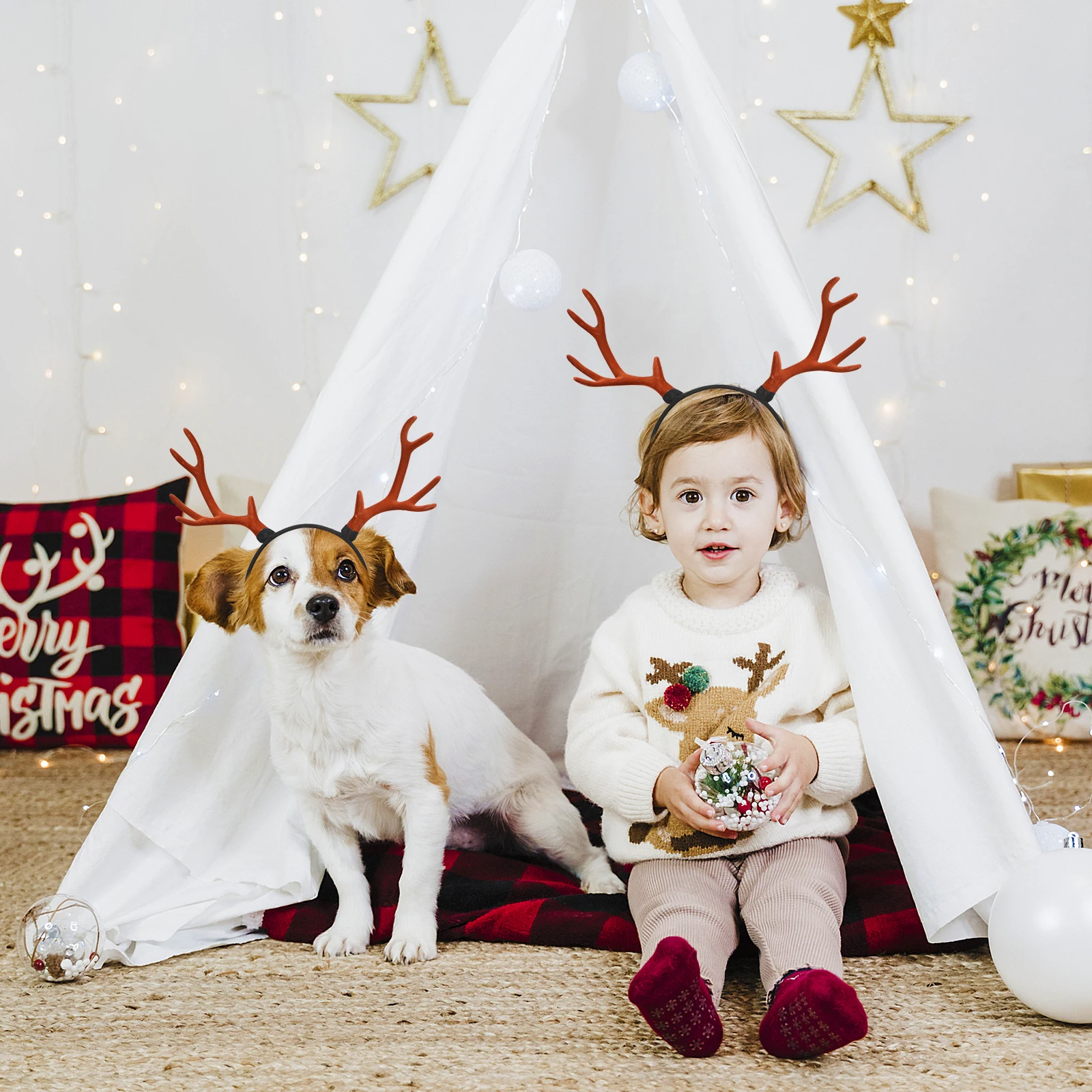 

Antler Headband Brown Faux Womens Kids Christmas Party Costume Accessory Holiday Decorations Christmas Antler Hairband