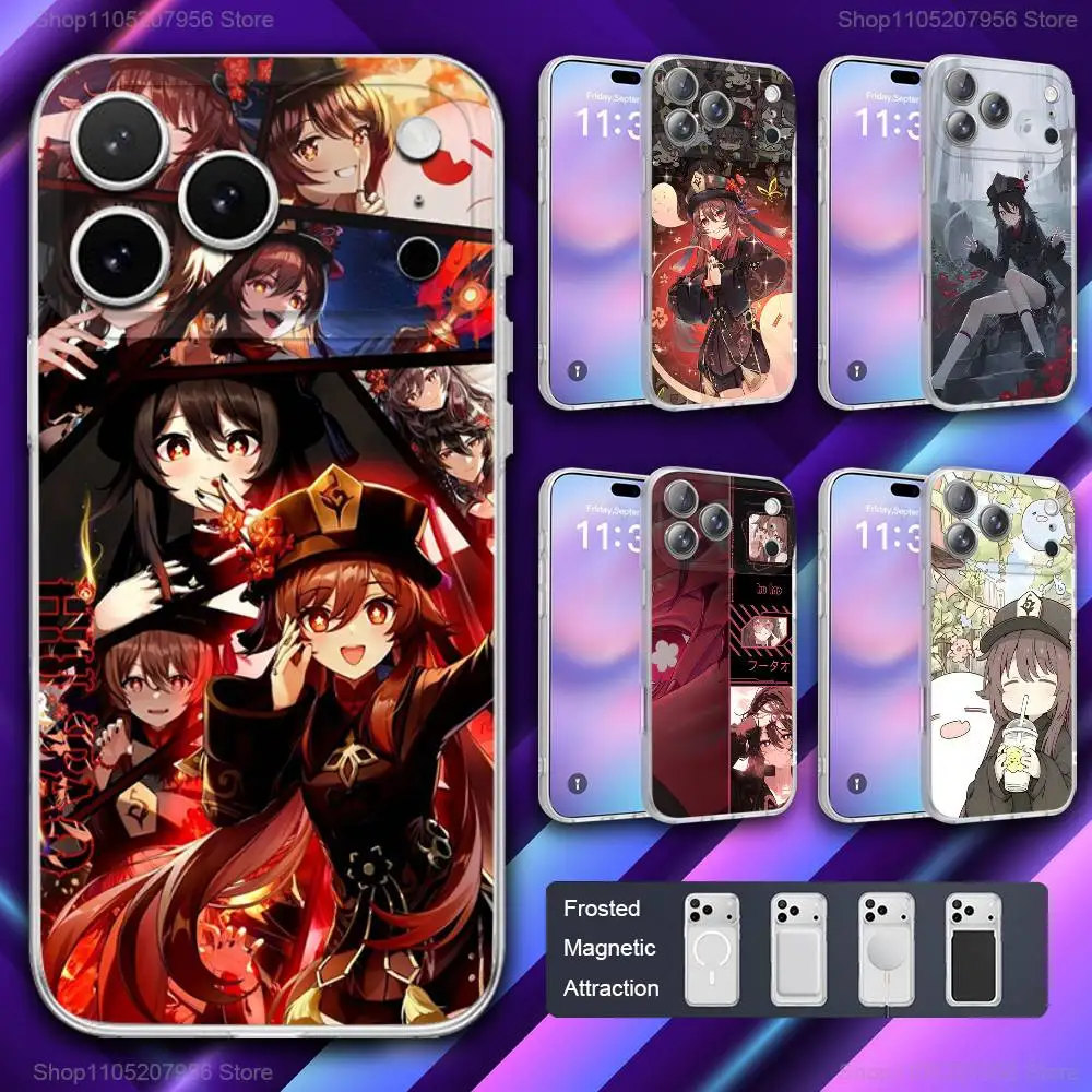 

G-Genshin HuTao Game Magnetic Frosted Cover Phone Case For iPhone 17,11,16,12,15,14,13,Pro,Plus,E,Max,Air,Mini