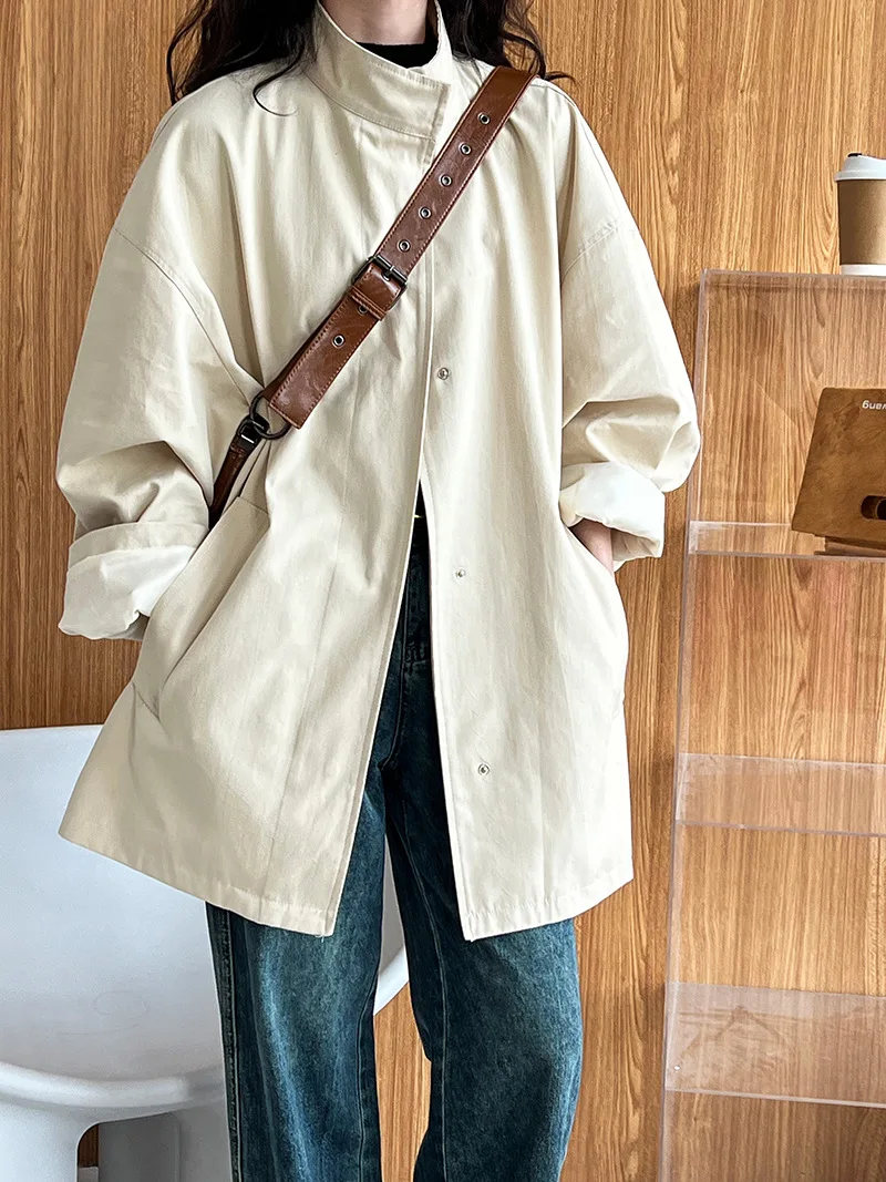LANMREM Temperament Short Trench For Women Lapel Single Breasted Solid Color Pockets Design Coat 2026 Spring Autumn New 2Z2225 23 IMG_7904(20230920-152530).jpg