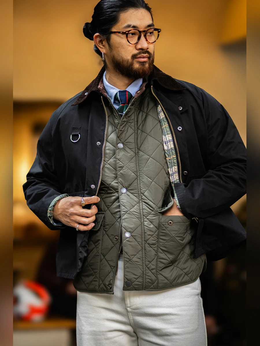 Warm Casual Cotton Insert Quilted Men's Vest Retro Diamond Stitching Spring New Style Stand Collar Jacket for Youth