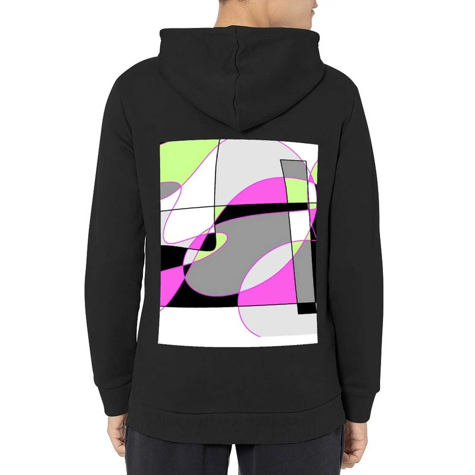 

Modern Geometric Abstract in Pink Lime Green Gray White Black Hoodie graphic t shirts men korean style clothes hoodie oversize