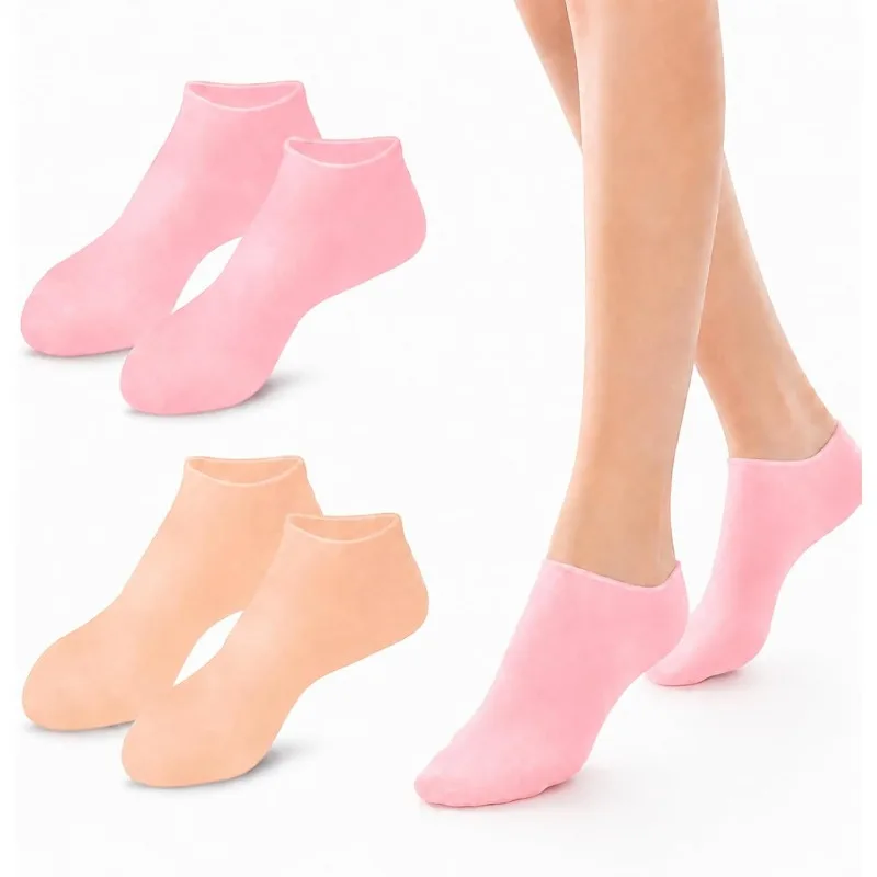 Women Soft Gel Spa Foot Socks Booties One‑size, Reusable Overnight Moisturising for Dry Cracked Heels Feet