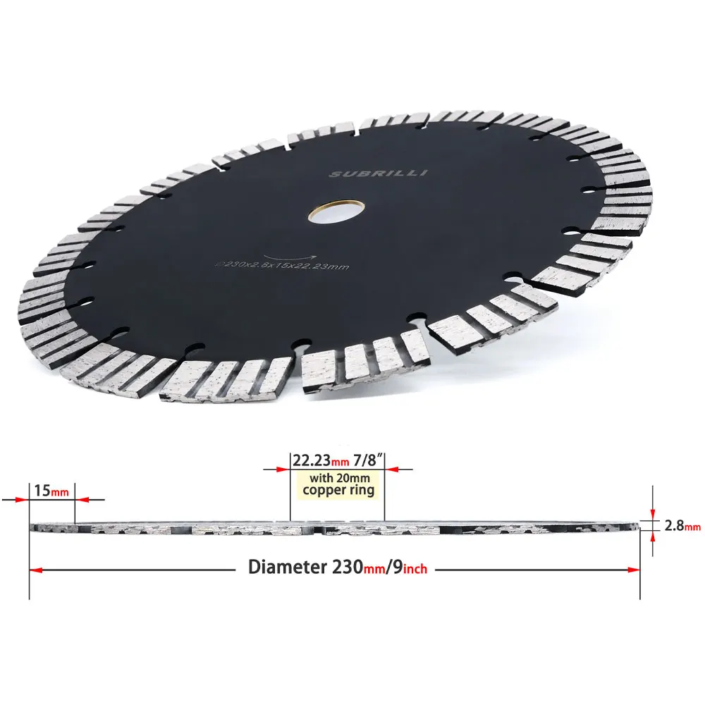 230mm Diamant sägeblatt 9 Zoll Steins ch neids cheibe Turbo segmentiertes Kreissäge blatt für Granit marmor beton