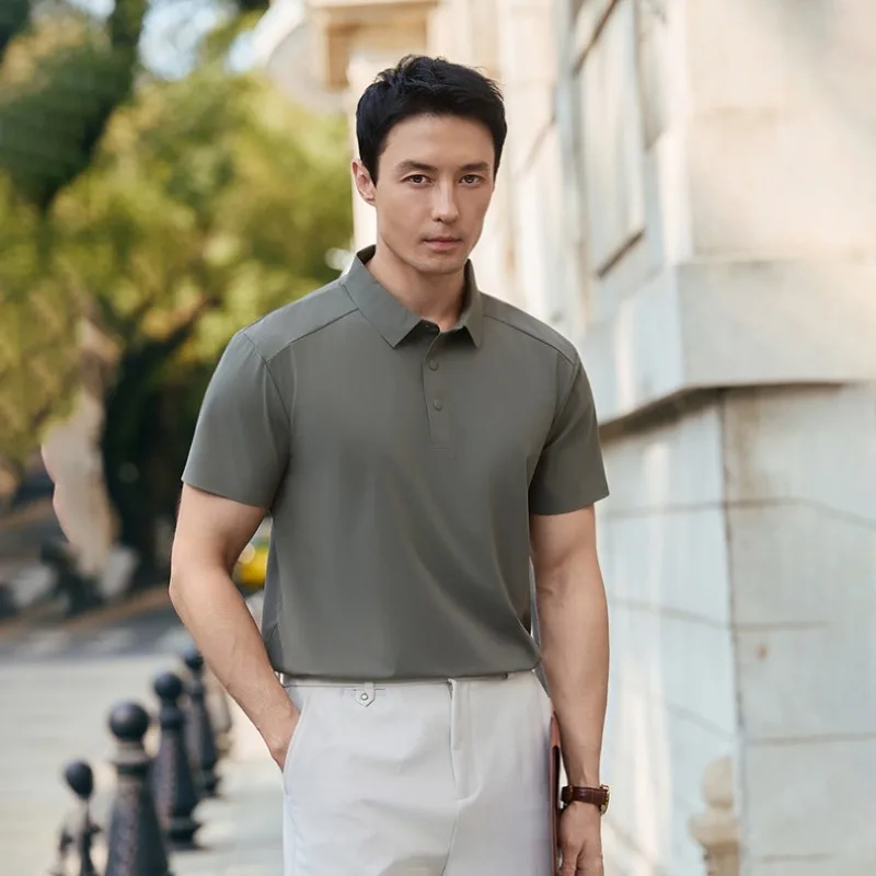 Men's Fashionable Loose Sports Casual Ice Silk Polo Shirt Summer Lightweight Breathable Couple Quick Drying Short Sleeved Tshirt
