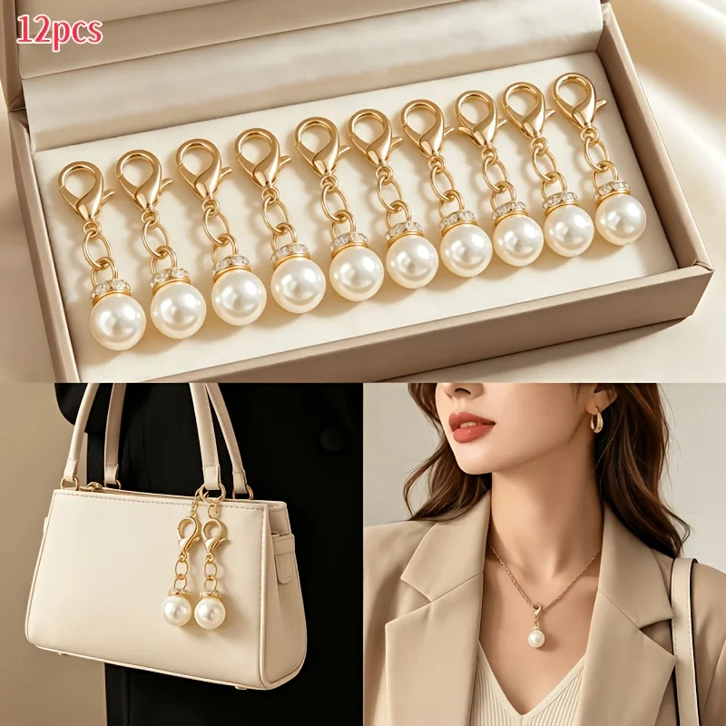 12Pcs Luxury Rhinestone Lobster Clasp Charms Versatile Shoe Charms Bag Pendant Keychain Fashion Decorative Accessories Perfect G