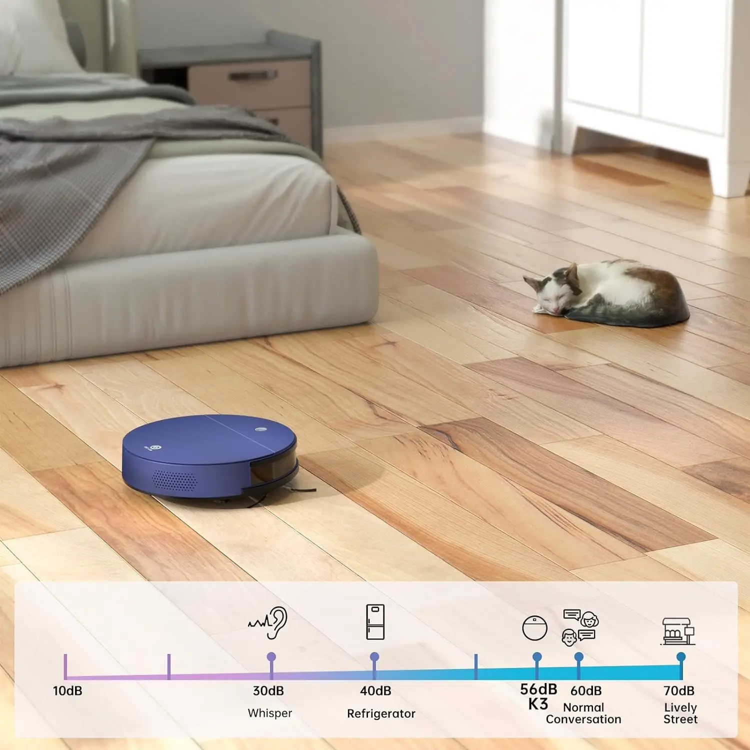 Robot Vacuum Cleaner Self-Charging Robotic Vacuum Cleaner with 2000Pa Strong Suction Voice Control for Hardfloor and Carpet,Blue