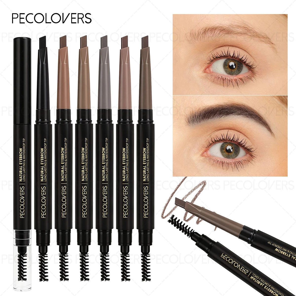 4 Pcs Dual-ended Design Eyebrow Makeup Pen, Soft Mist Effect, Fill The Color of Eyebrow, Wild EyeBrow Look, Beginner -friendly