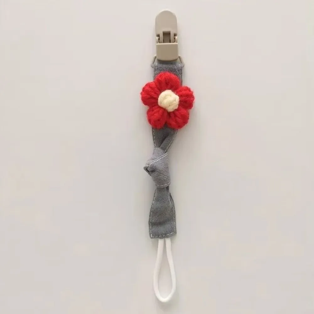 Cute Cute Flower Dummy Nipple Holder Plaid Anti-drop Baby Pacifier Chain Plastic Colorful Embroidery Pacifier Clips Children