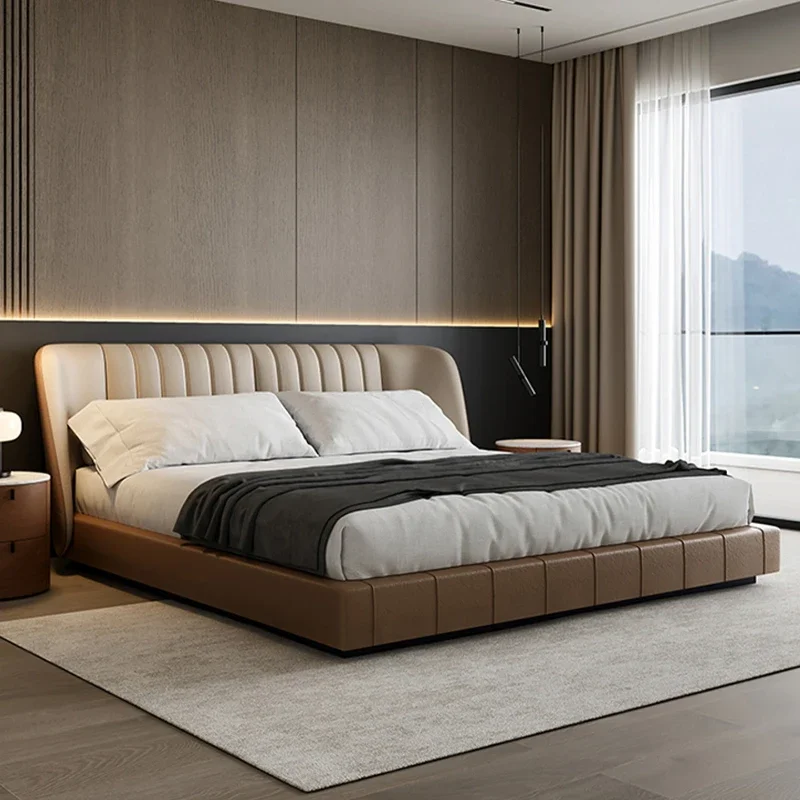 

Modern minimalist soft bag Italian minimalist master bedroom double bed wedding bed floor color matching