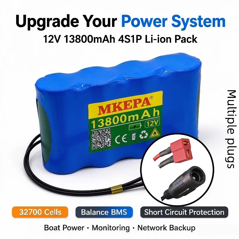 4S 40A Balanced BMS Included 32700 4S1P 12V 13800mAh Battery Pack for Electric Boat and 12V Non-interruptible Network Parts