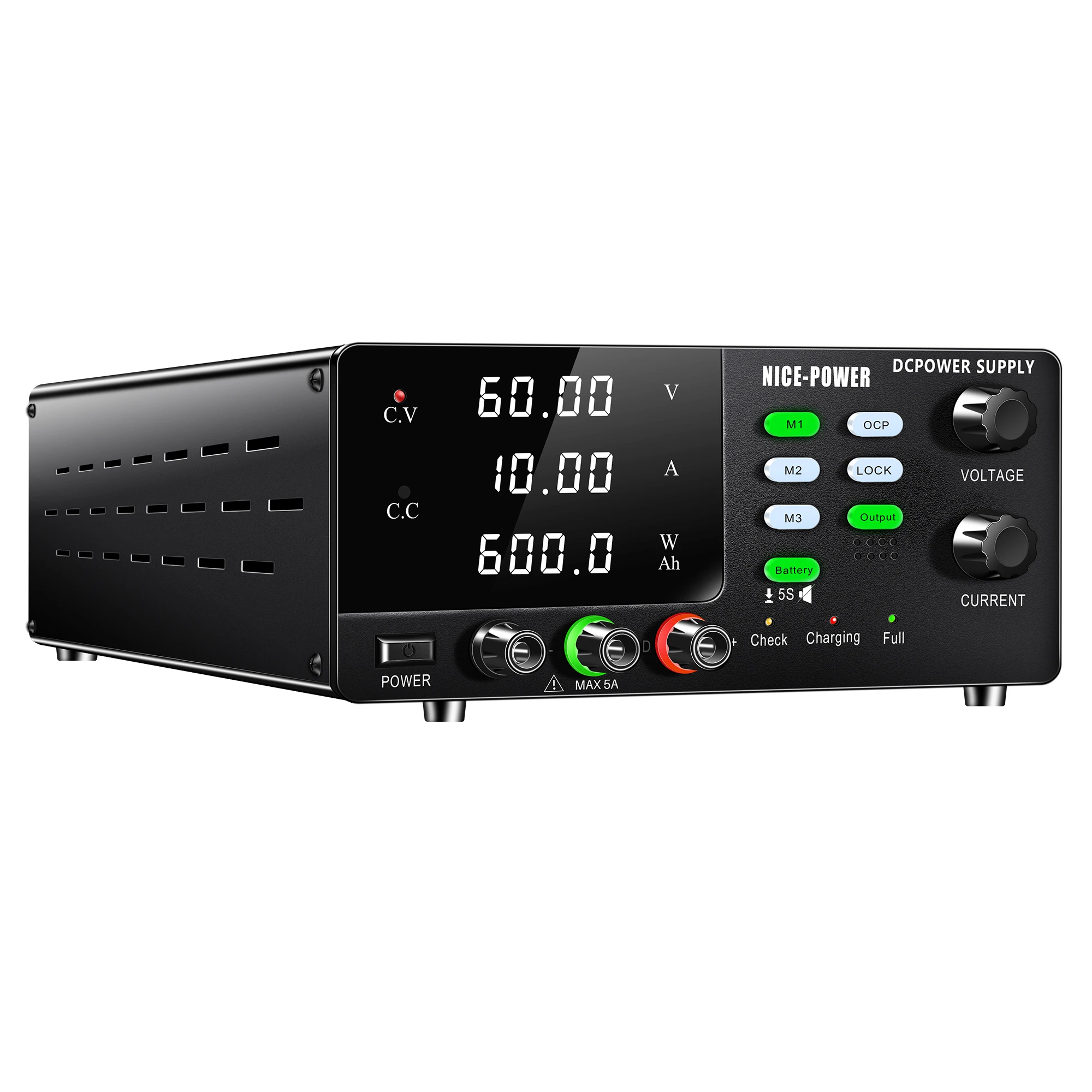 

KUAIQU R-SPPS6010C 60V 10A High Power DC Switching Power Supply Single Output OCP/OVP Protection Lab/Industry Use
