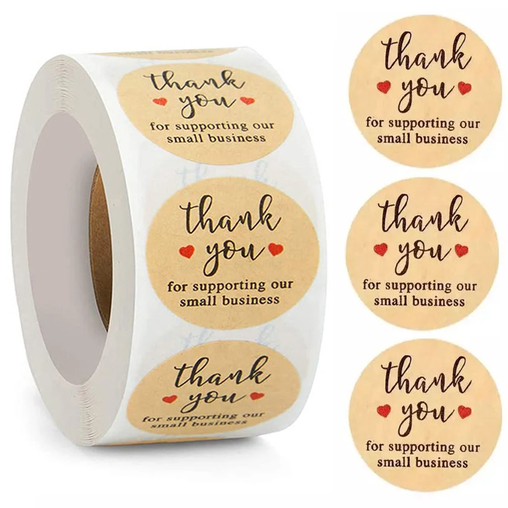 100-500pcs Thank You for Supporting My Small Business Stickers Thank You Stickers Labels Seals Kraft Pink Black Labels For Shop