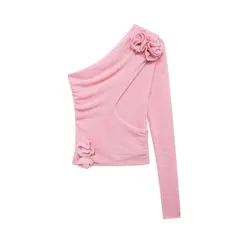 Tangada Women Square Collar Halter Knitted Sweater Jumper Long Sleeve Female Crop Pullovers 4P57