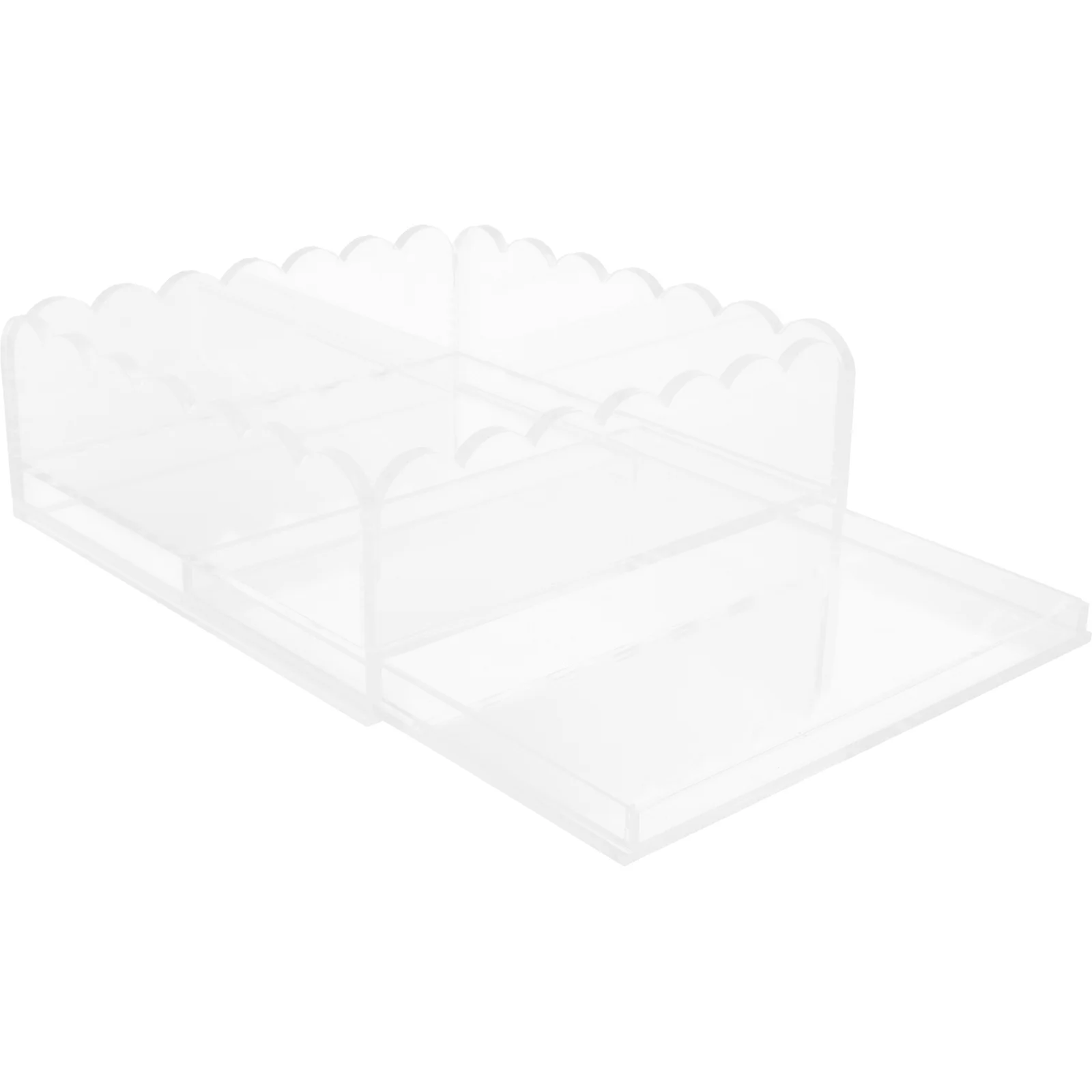 

Acrylic Tray Scalloped Edge Slide-Out Drawer Clear Organizer For Needlepoint Photos Art Display Home Office Bathroom Decor