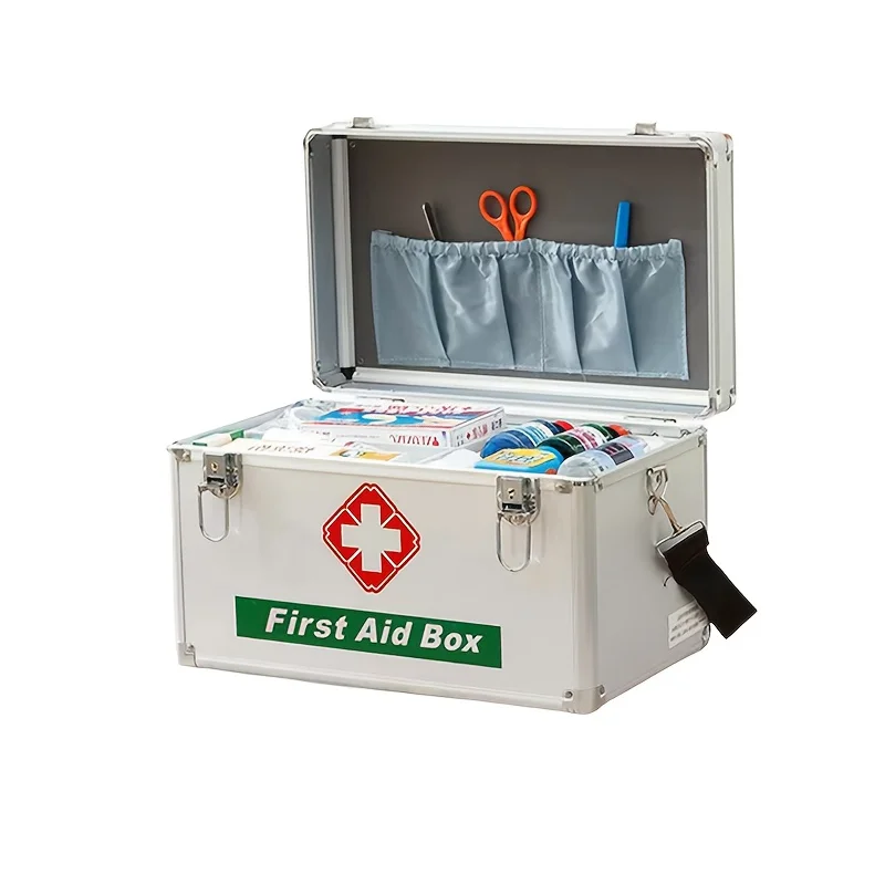 10/12/14/16inches Portable Medicine Suitcase First Aid Box with Shoulder Strap Medical Box Aluminum Alloy Family Storage Box