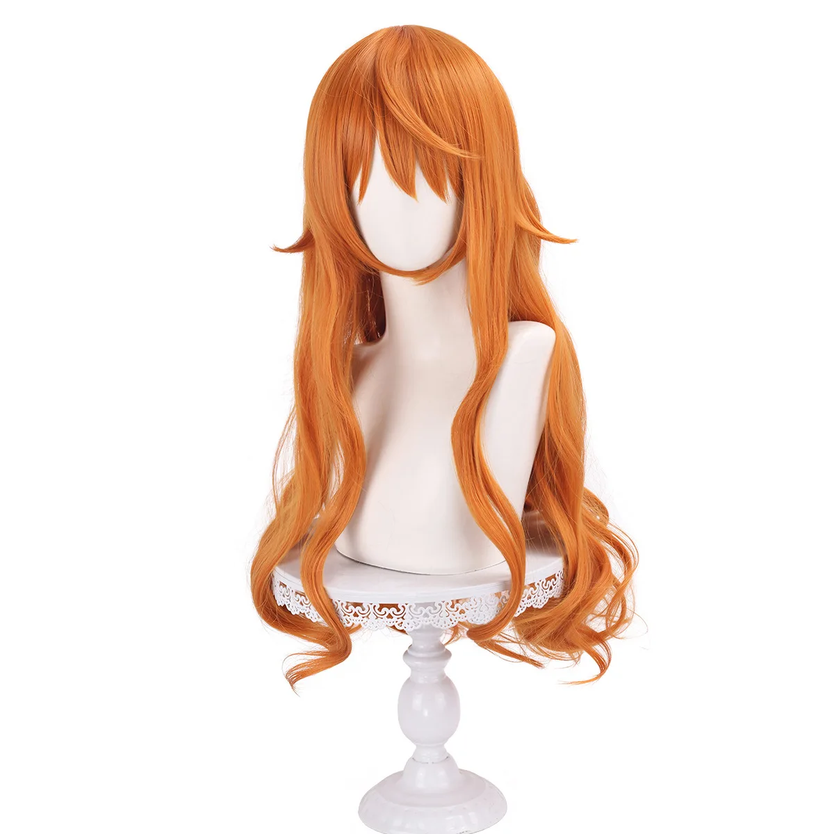 High Quality Nami Cosplay Wig Synthetic Hair Orange Long Curly Hair Adorable Sweet  Anime Wigs +WigCap