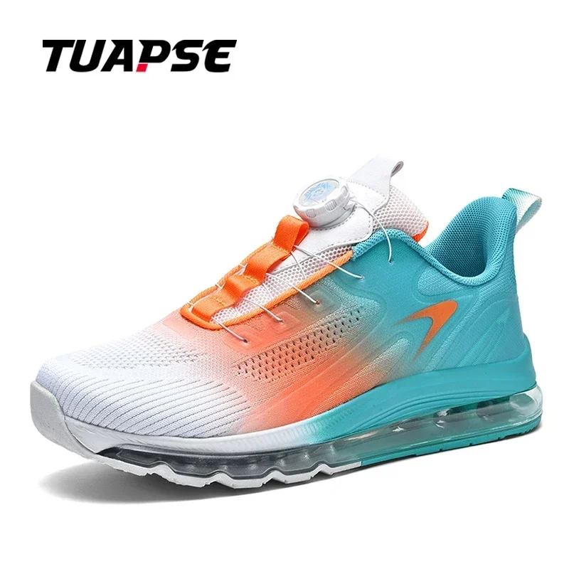 TUAPSE Men Running Shoes Fashion Rotating Buckle Flying Woven Breathable All Seasons Non-Slip Men Casual Sports Shoes Size 39-48