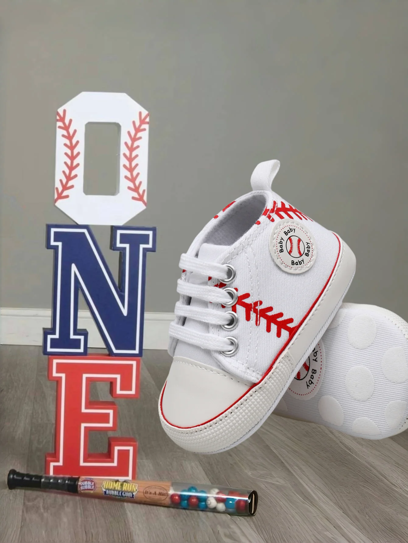 

Yibubu White Baby Shoes Classic Canvas Shoes, Soft-Sole Infant Toddlers First Walker Rookie of the Year Baseball Sneakers