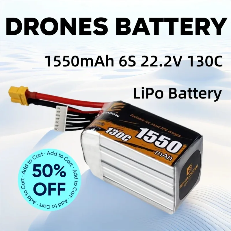 

1550mAh 6S 22.2V 130C LiPo Battery for RC Helicopter Quadcopter FPV Racing Drone Parts 22.2v Drones Battery with XT60