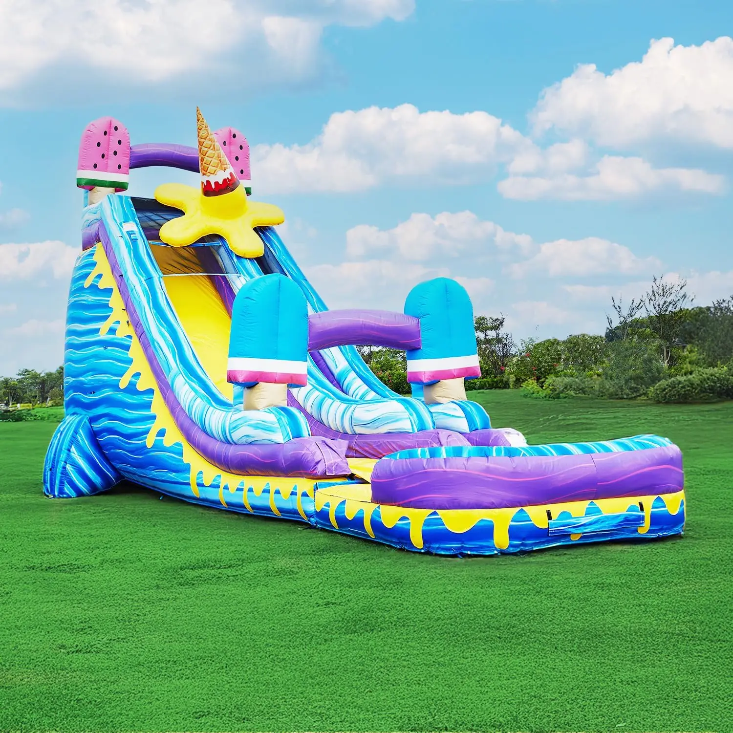 

Надувной батут коммерческого класса 7*3*4.5м, Китай, большой, разноцветный, с водной горкой