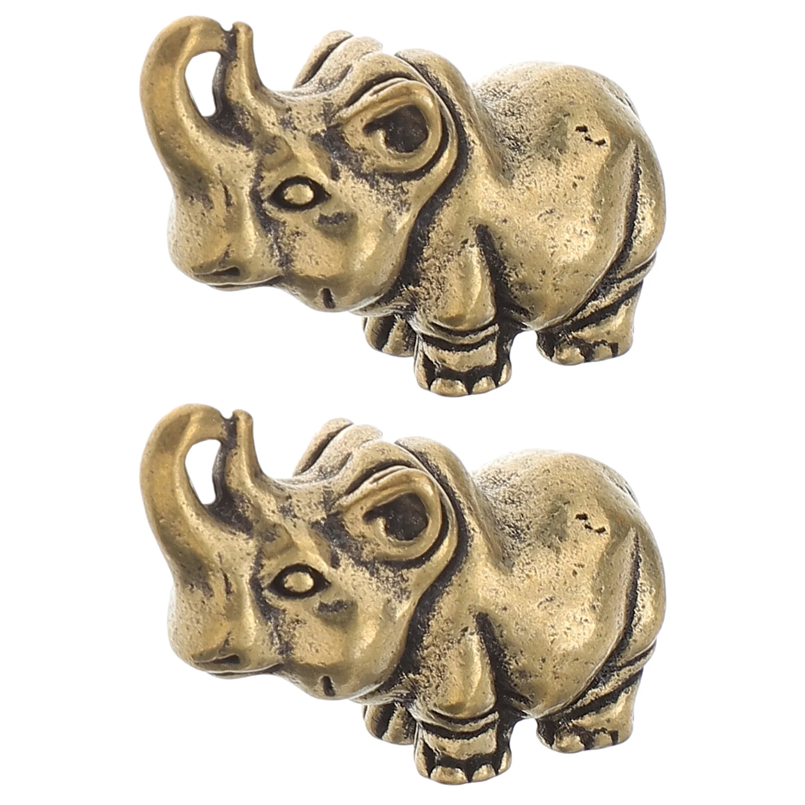 

2 Pcs Rhinoceros Copper Ware House Keychain Charms Year of Ox Pendant Retro Decor Desktop Decoration Shaped Model Decorations