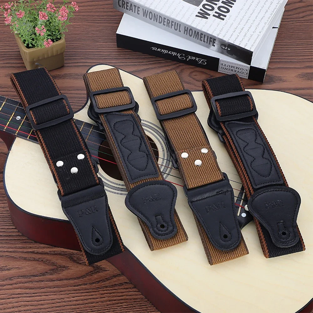 Nylon Guitar Strap Cowhide Head Electric Guitar Acoustic Guitar Universal Adjustable Guitar Strap With Guitar Pick Bag