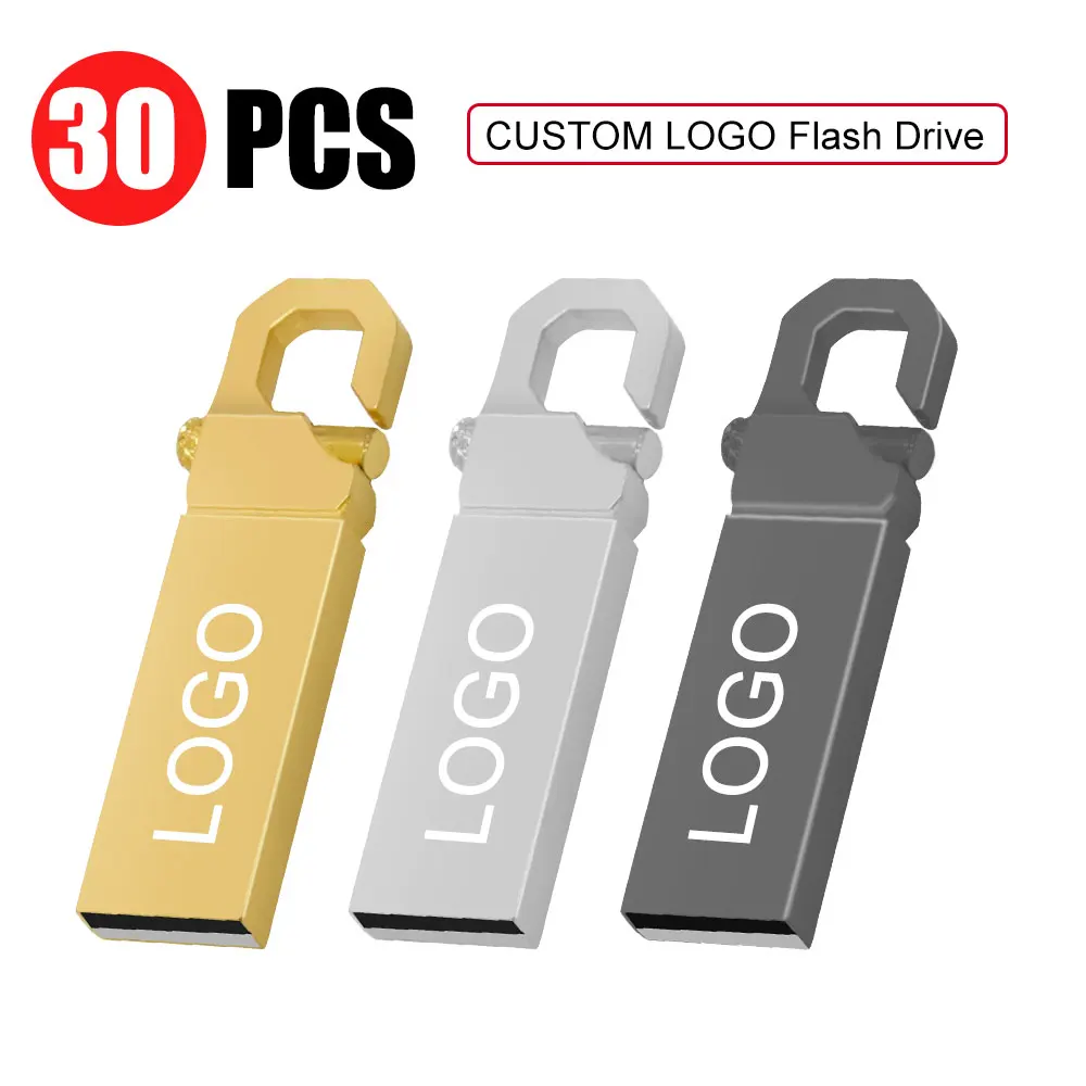 30PCS Free Custom LOGO USB Flash Drive 4GB 8GB 2.0 High Speed PenDrive 16GB 32GB 64GB Pendrive Metal Business Bidding Usb Sticks