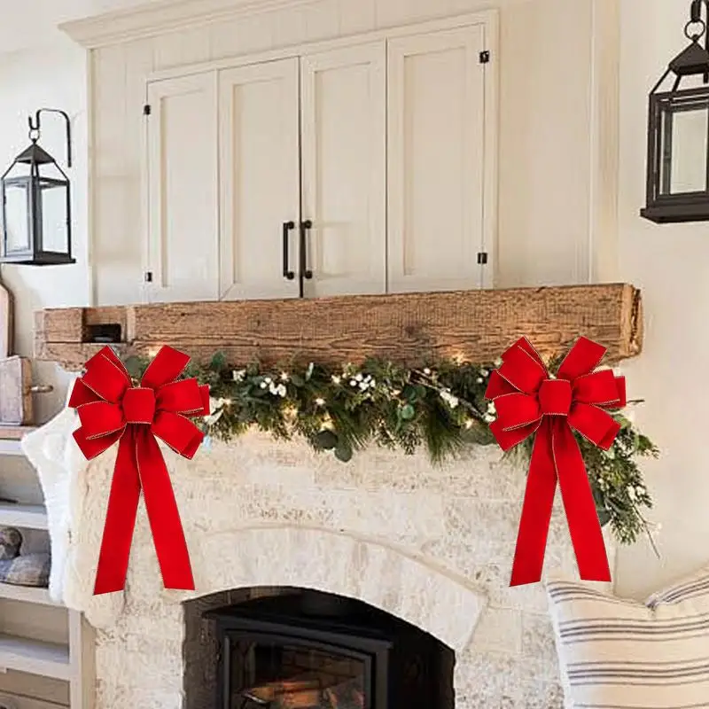 Grande fiocco di natale albero di natale decorazione Topper grande fiocco 8X fiocchi di natale rossi albero di natale Topper ornamento fiocco per