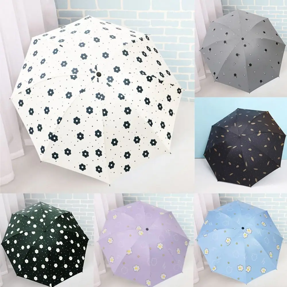 Ultraviolet Protection Parasol Portable Wind Resistant Small Pocket Rain Umbrella Thickened Black Glue Mini Sun Shade Outdoor