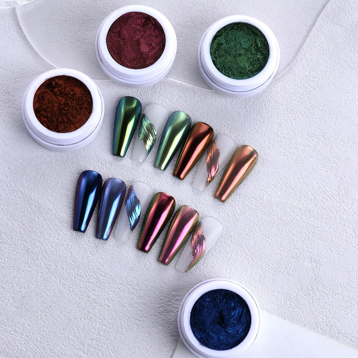 0.3g カメレオンネイルアート顔料 レインボーミラー 高品質クロームラビングダスト 高級万能カラー 光学マニキュアグリッター