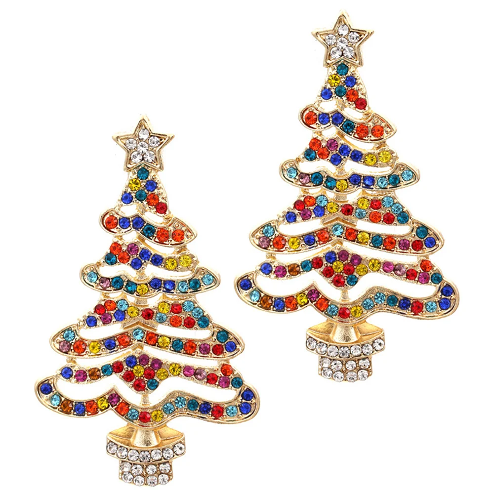 

Diamond Christmas Tree Earrings Stud Holiday Dangling for Women European and American Festival Woman Alloy Metal Studs