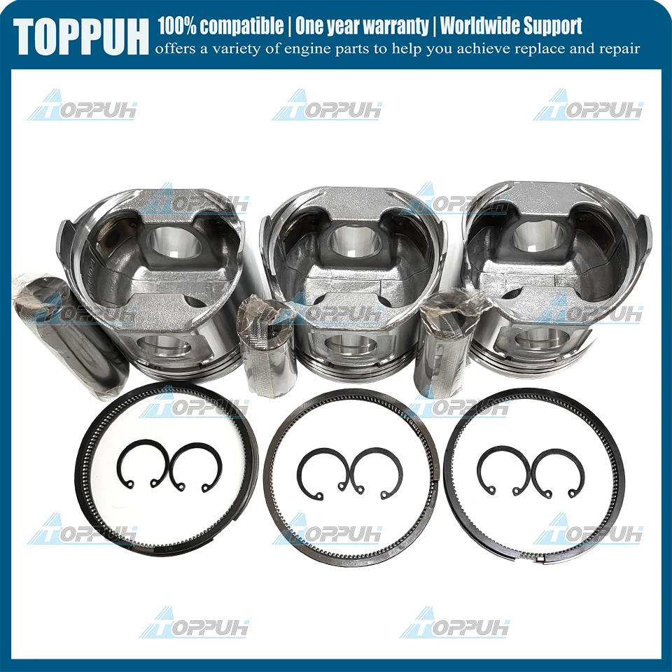 (3 set) 3TNV88 Piston + Rings Kit Set STD For Yanmar Engine