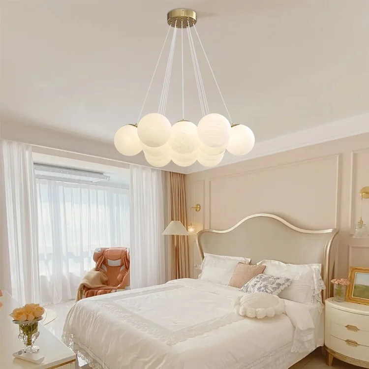 Modern Planet Bubble Ball Chandelier Magic Bean Cloud Moon Pendant Light Glass Ball French Hanglamp Dining Living Room Lighting