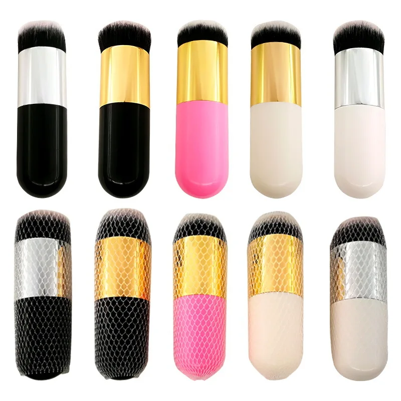 

60Pcs/Lot Multi Chubby Foundation Brush Plastic Handle Wool Fiber Powder Traceless Make-Up Appliances Cosmetic Tools HA513