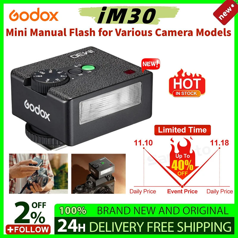 In Stock Godox iM30 Mini Portable Flash for Various Camera Models Output Levels 1/64 to Full for Godox iFlash Camera Outdoor