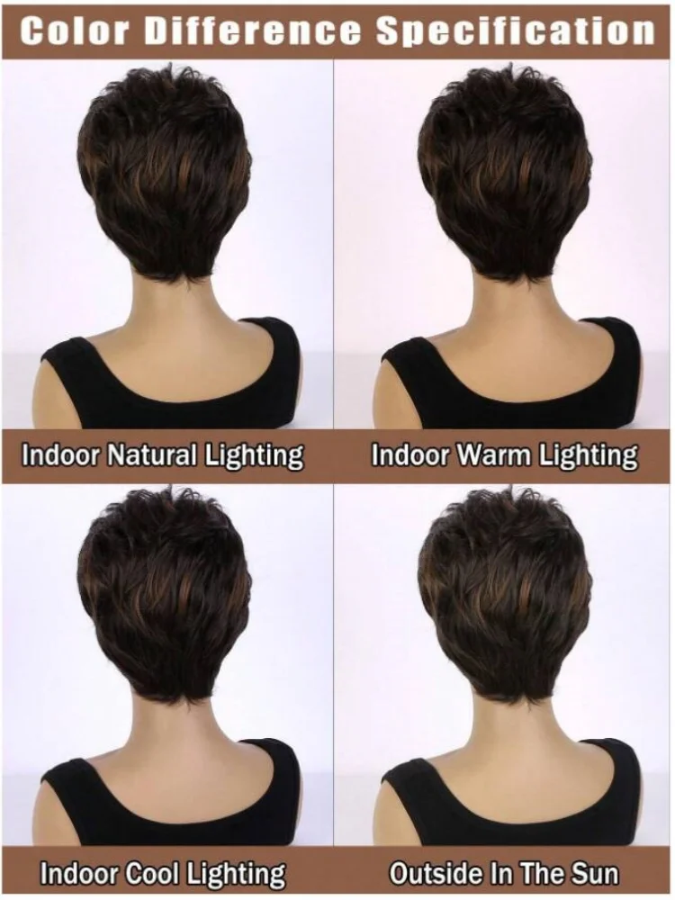 Short Wig for Women, Synthetic Wig, Non-adhesive, Wear-resistant, Heat-Resistant, Natural, Short Layer, Suitable for beginners