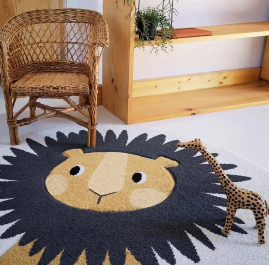 Polymères d'animaux nordiques pour enfants, tapis rond pour bébé, tapis pour discuter des virus de jeu, photographie de nouveau-né, chambre d'enfant