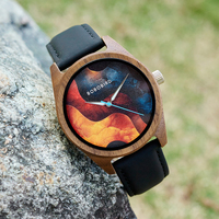 BOBOBIRD Men's Wooden Quartz Watch 2025 New Design Black Leather Strap Walnut Wood Hands Wristwatch Gift for Men