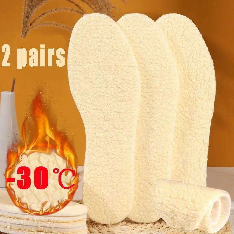 1/2Pair Natural Lamb Fleece Insoles Men Women Winter Keep Warm Insole Soft Wool Thicken Cashmere Shoes Thermal Shoe Pads